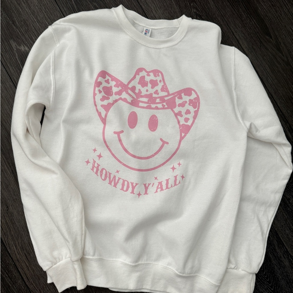 Preppy White Howdy Y’all Sweatshirt